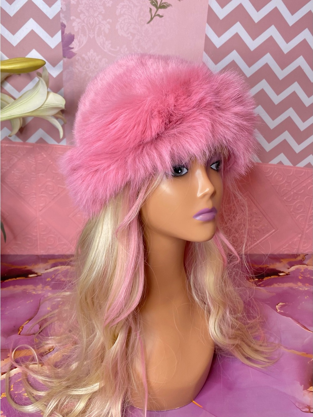 🎀 Barbie Pink Faux Fur Russian Style Winter Hat 🎀 NWT